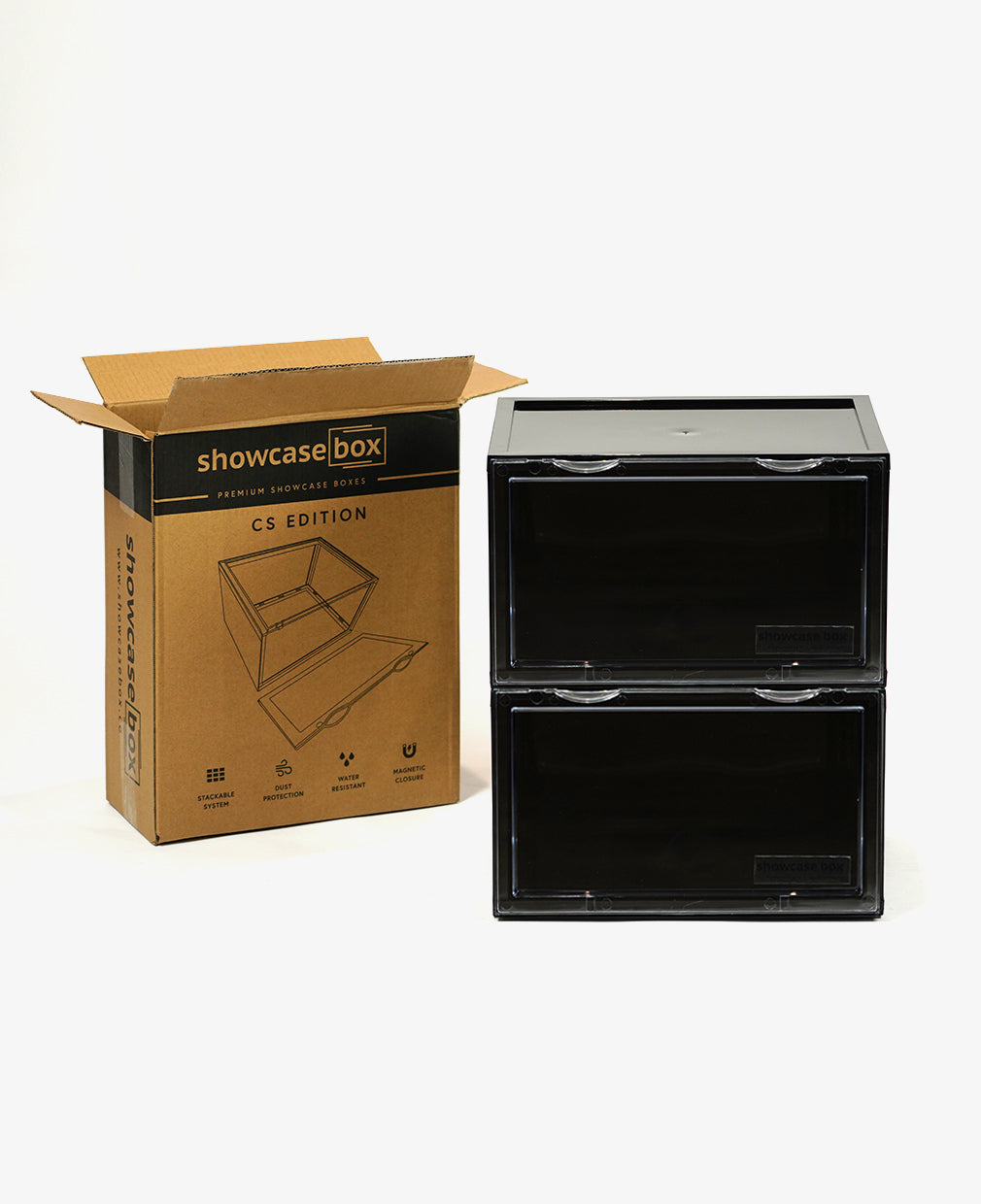 Showcase Box Drop Side Display Container Black