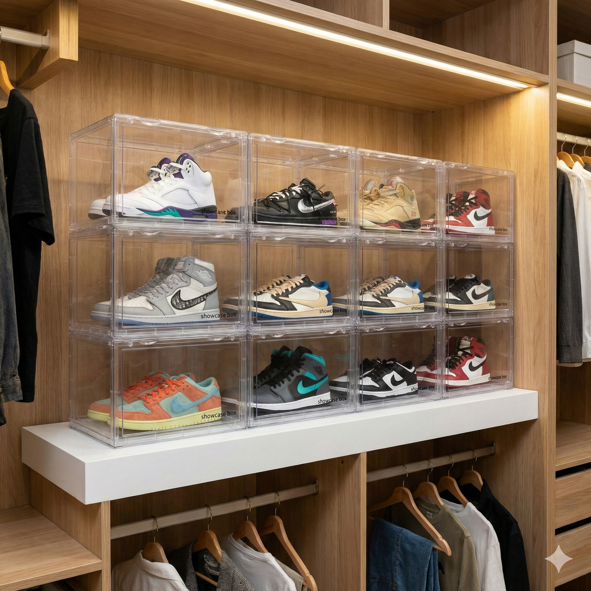 Stackable Clear Shoe Display Case — Magnetic Door, Fits Sneakers Stackable Clear Shoe Display Case — Magnetic Door, Fits Sneakers